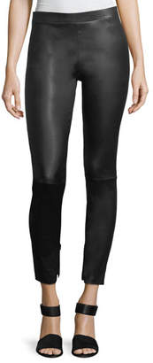 Vince Leather Zip-Cuffs Ankle Leggings