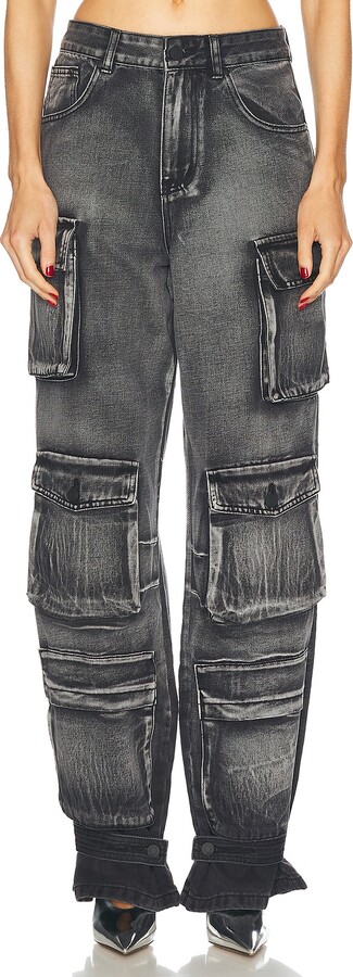 RtA Lea Cargo Jeans in Charcoal