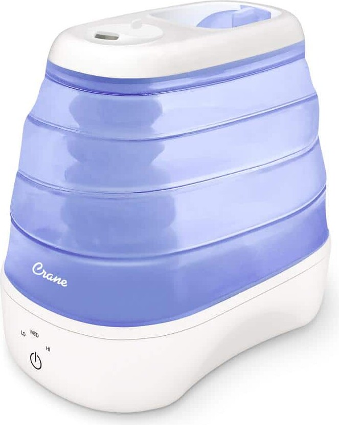 Crane 1 Gal. Cool Mist Collapsible Humidifier, Blue/White, Top Fill, for Medium Rooms Up to 500 sq. ft.