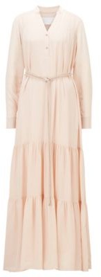 HUGO BOSS Silk Maxi Dress With Voluminous Skirt - light pink - ShopStyle