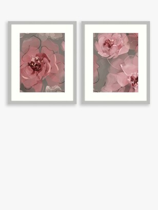 John Lewis & Partners Green Lili - 'Pink Floral' Framed Print & Mount, Set of 2, 53.5 x 43.5cm, Pink