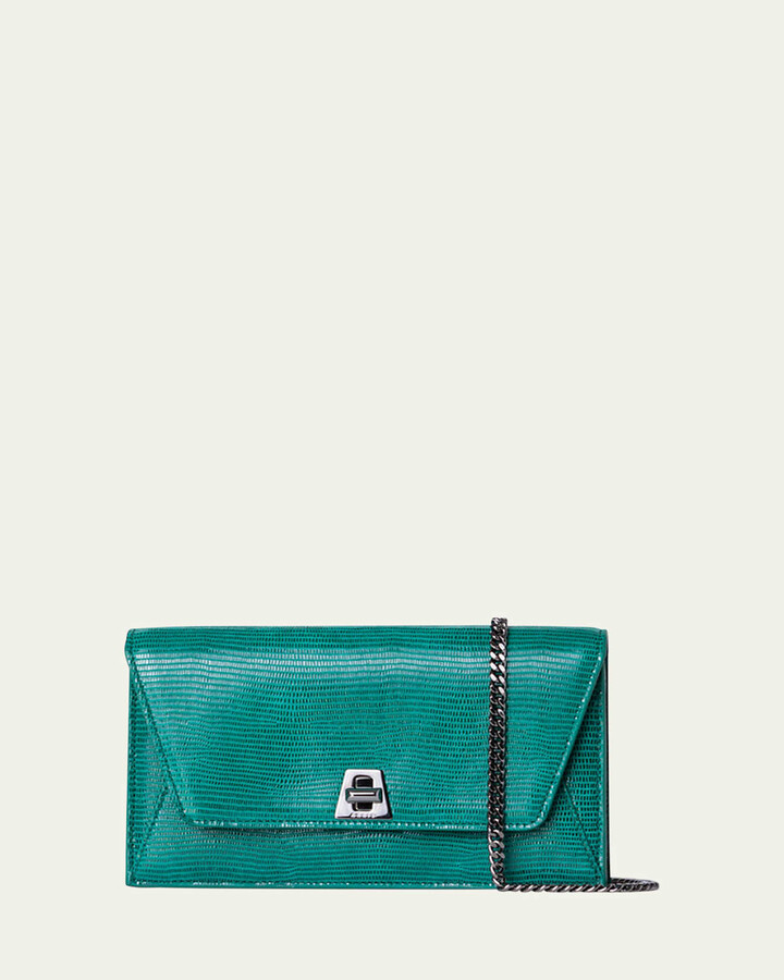 Akris Anouk Lizard-Print Clutch Bag w/ Chain