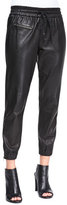 Thumbnail for your product : Pam & Gela Drawstring-Waist Leather Track Pants