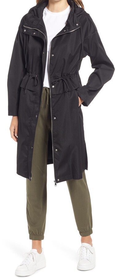 cinched waist raincoat