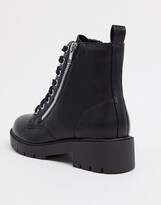 Thumbnail for your product : New Look lace up flat chunky boot in black