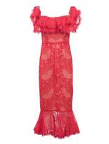 Marchesa Lace-embroidered Midi Dress 
