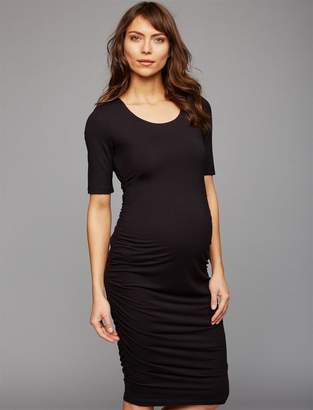 A Pea in the Pod Side Ruched Maternity Dress- Black