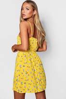 Thumbnail for your product : boohoo Knot Front Woven Floral Skater Dress