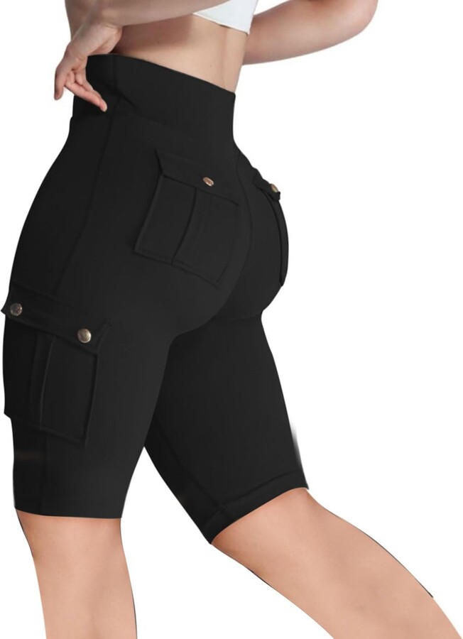Womens Bermuda Shorts Knee Length Women's High-Waisted Athletic