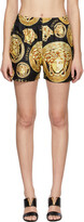 Thumbnail for your product : Versace Black & Yellow Silk Medusa Amplified Pyjama Shorts