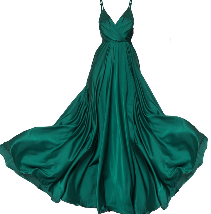 emerald silk gown