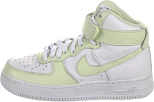 Nike Leather High Top Sneakers White Round-Toes Lace-Up Closure at Uppers Unfortunately, due to restrictions, this item may not be eligible for shipping in all areas.