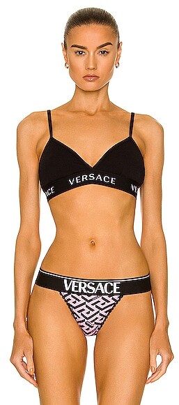 Versace Women's Greca Triangle Bra in Black
