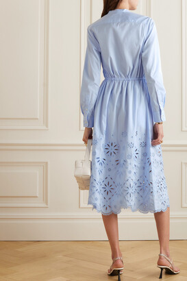 Polo Ralph Lauren Jessica Broderie Anglaise Cotton Midi Shirt Dress - Blue