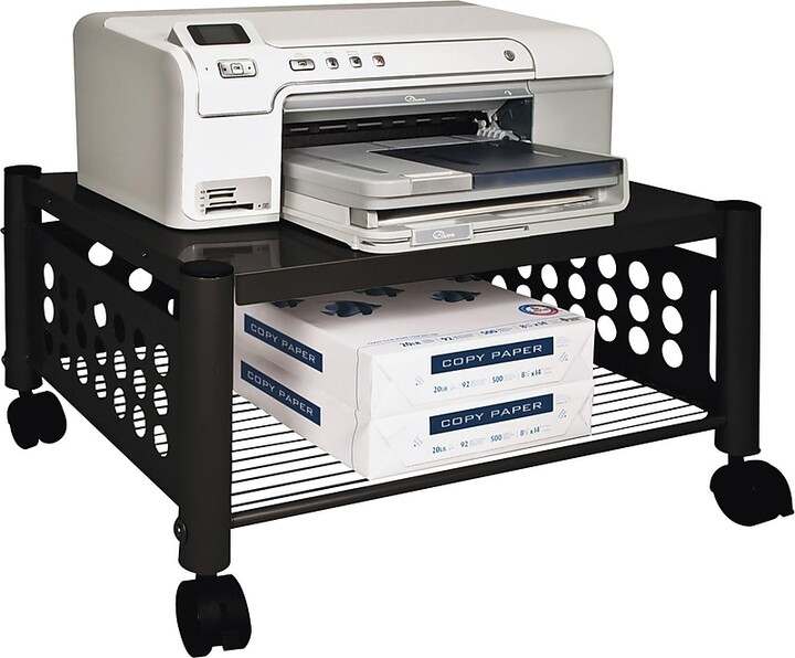 Vertiflex Metal Mobile Printer Stand with Lockable Wheels, Black (VF52009)