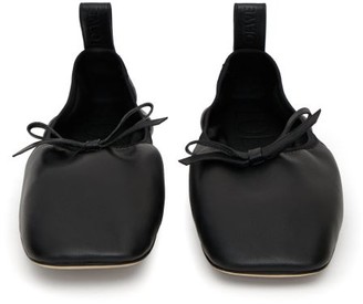 Loewe Square-toe Elasticated Leather Ballet Flats - Black