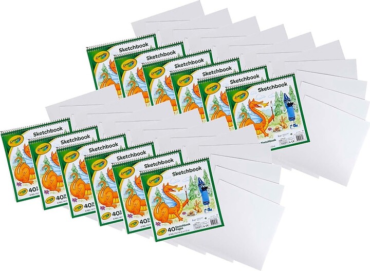 Crayola 9" x 9" Wire Bound Sketch Pad, 40 Sheets/Pad, 12/Bundle (BIN993404-12)