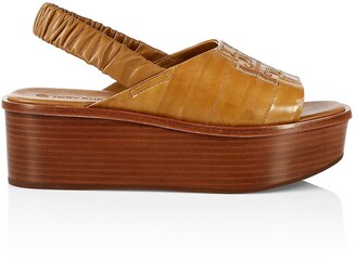 Tory Burch Ines Leather Flatform Slingback Sandals - ShopStyle