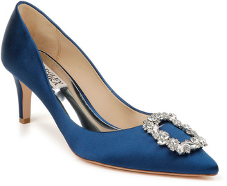 badgley mischka blue satin shoes