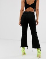 Thumbnail for your product : ASOS Petite DESIGN Petite Egerton rigid cropped flare jeans in washed black with raw hem