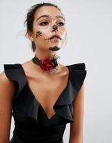 Thumbnail for your product : ASOS Halloween Flower Choker Necklace
