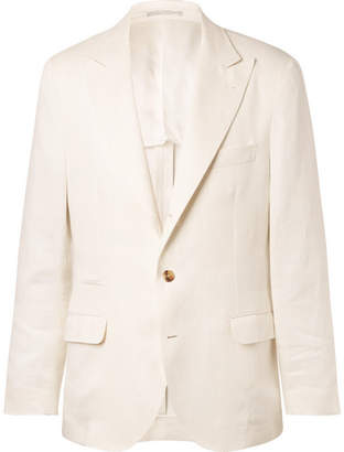 Brunello Cucinelli White Linen Suit Jacket - Men - White