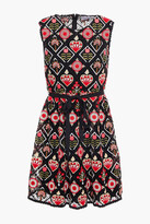 Thumbnail for your product : RED Valentino Belted macramé lace mini dress