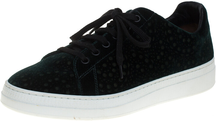 Alaia Green Laser Print Velvet Low Top Sneakers Size 39