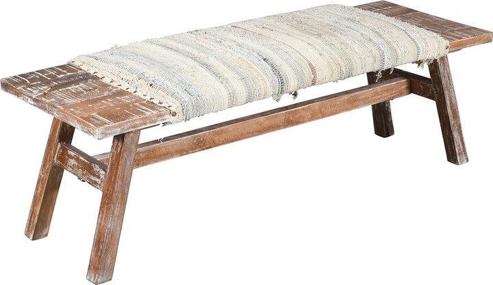 LR Home Tennyson Striped Bohemian Handmade Accent Bench