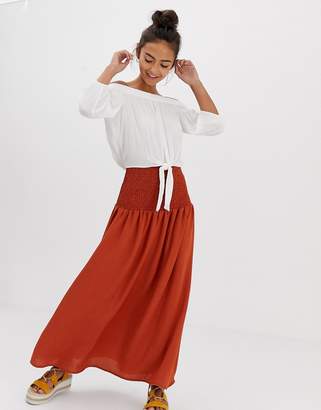 ASOS Design DESIGN maxi skirt with shirred waistband