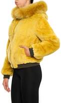 Thumbnail for your product : Yves Salomon Hooded Bomber Jacket With Fur