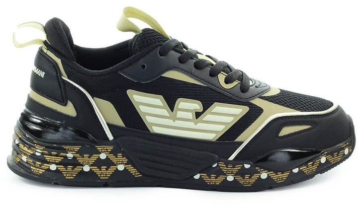 Emporio Armani Black Gold Mesh Sneaker - ShopStyle