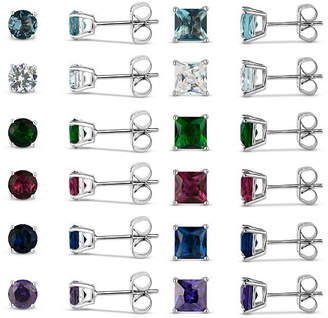 Fine Jewelry Sterling Silver 5mm Simulated Gemstone 12 Earring Pair Set No Color Family
