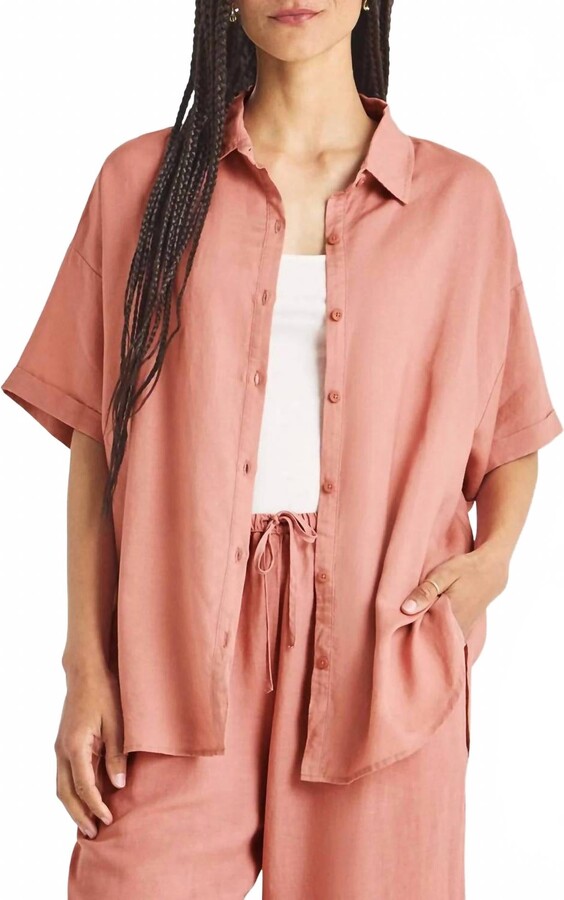 Splendid Dawson Linen Button Down In Sunset