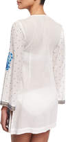 Thumbnail for your product : Letarte Blue Pebble Embroidered Kimono Coverup