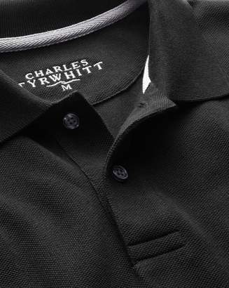 Black Pique Cotton Polo Size Large by Charles Tyrwhitt