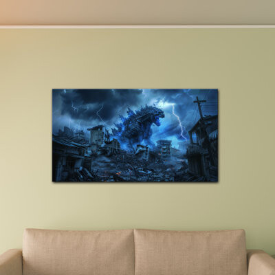 A Home Ice Blue Apocalypse: Godzilla in the Ruins (customizable) by Genie's Poems
