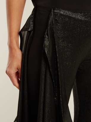 Paula Knorr - Relief High-rise Ruffled Silk-blend Lame Trousers - Black