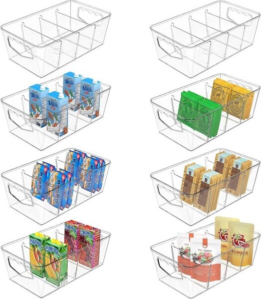 Tree City TreeCity8-PackClearPantryOrganizerBinswithRemovableDividers-StackableKitchen&FridgeStorageContainers