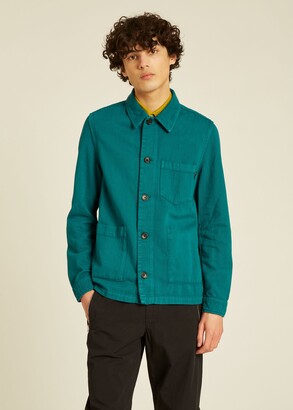 Paul Smith Men's Turquoise Linen-Blend Chore Jacket