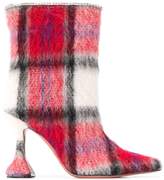 Thumbnail for your product : Amina Muaddi textured plaid ankle boots