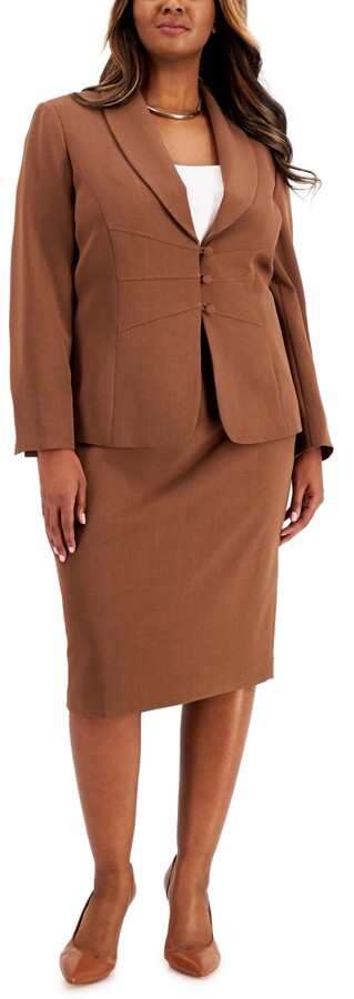 LeSuit Womens 3 Button Shawl Collar JKT Skirt Suit Suit-Skirt Set