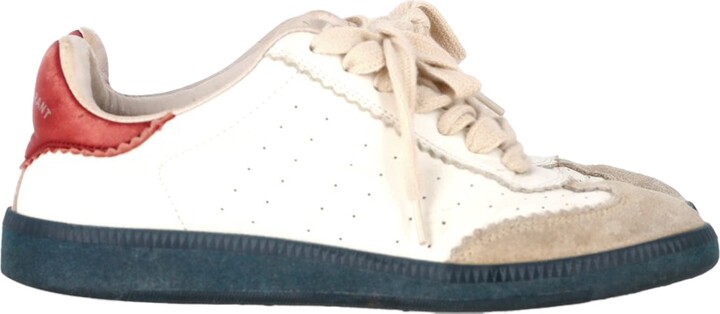 Isabel Marant Bryce Lace-Up Sneakers in White Leather and Suede
