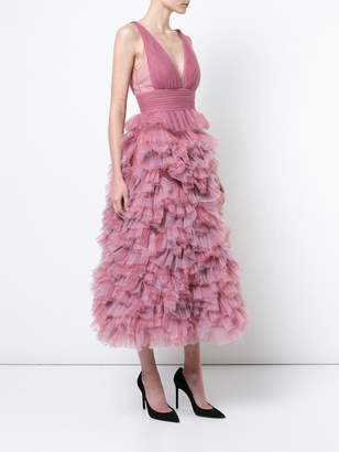 Marchesa Notte ruffled A-line gown