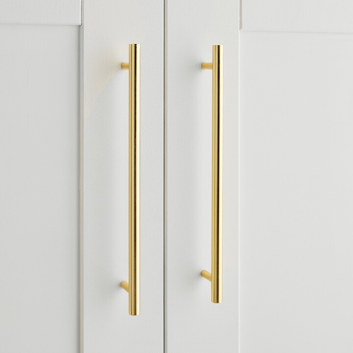 Dunelm Set of 2 Madrid 28cm Smooth T Bar Door Handles Brushed Gold