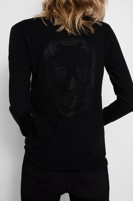 Zadig & Voltaire Rhinestone Skull Henley T-Shirt