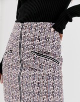 Thumbnail for your product : ASOS DESIGN boucle mini skirt with zip front and pockets