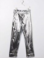 Thumbnail for your product : Balmain Kids TEEN metallic-effect straight-leg trousers