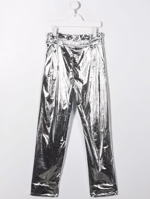 Balmain Kids TEEN metallic-effect straight-leg trousers