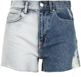 Thumbnail for your product : Izzue Two-Tone High-Rise Denim Shorts